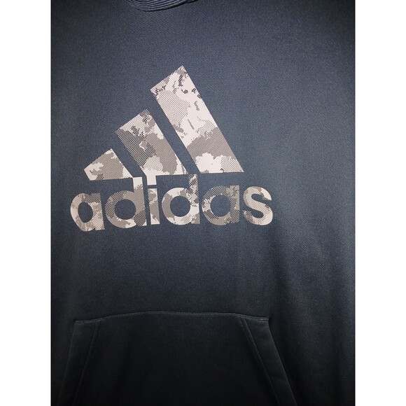 Adidas 3 Stripes Hoodie Mens Size Large Gray With Camo Activewear Drawstrings - Picture 15 of 16